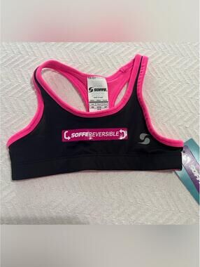 Soffe Reversible Black and Hot Pink Girls' Sports Bra XS